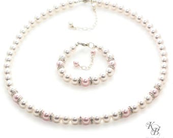 Pearl Flower Girl Jewelry Set Pearl Flower Girl Necklace Pearl Flower Girl Bracelet Girls Jewelry Set Flower Girl Gift Set FREE Gift Box