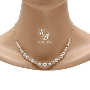 Pearl Bridal Necklace, Wedding Jewelry, Rhinestone Necklace, Bridal Jewelry, Prom Jewelry, Bridal Shower Gift, Anniversary Gift, Wedding