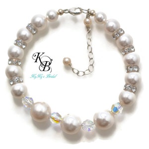 Pearl Bridal Bracelet Pearl Wedding Jewelry Pearl Bracelet Bridesmaid Bracelet Pearl and Crystal Bracelet Bridal Jewelry Prom Jewelry