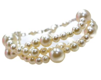 Pearl Bridal Bracelet, Multi strand Pearl Bracelet, Bridesmaid Bracelet, Bridesmaid Gift, Mother of the Bride, Pearl Jewelry for Bride