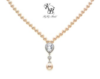 Bridal Necklace Pearl Bridal Jewellery Swarovski Pearl Necklace Cubic Zirconia Necklace Wedding Jewelry Bridal Jewelry FREE Gift Box