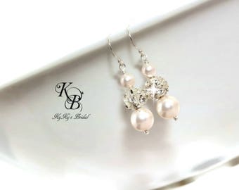 Earrings Bridal Earrings Bridesmaid Earrings Crystal Earrings Swarovski Pearl Earrings Wedding Jewelry Bridesmaid Jewelry Pageant Jewelry