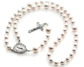 Pearl Rosary Beads Baby Rosary Baptism Gift Prayer Rosary Pearl Dedication Christening Gift Complimentary Gift Box Boy Baptism Baby Girl
