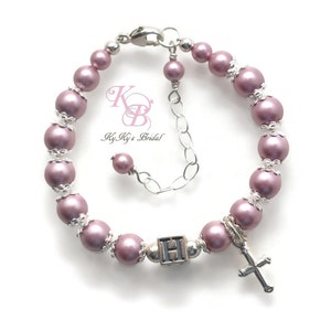 Baptism Gift, Personalized Baptism Bracelet, Christening Gift, Initial Bracelet, Baby Bracelet, Religious Baby Bracelet, New Baby Gift