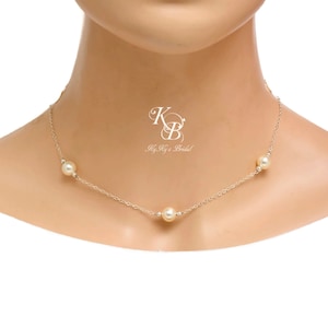 Bridal Necklace, Floating Pearl Necklace, Pearl Drop Necklace, Wedding Jewelry, Wedding Necklace, Swarovski Pearls, Sterling Silver Necklace