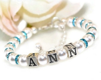 Flower Girl Bracelet Personalized Bracelet Junior Bridesmaid Gift Flower Girl Thank You Gift Flower Girl Jewelry Little Girl Bracelet
