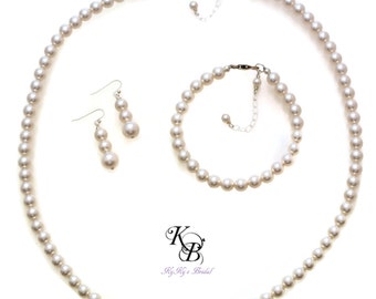 Bridal Jewelry SET Simple Wedding Jewelry Swarovski Pearl Jewelry SET Bridesmaid Jewelry SET Prom Jewelry Pearl Bride Jewelry