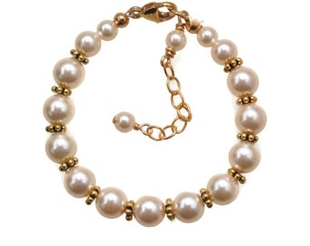 Girl Pearl Bracelet Gold Flower Girl Bracelet Pearl Flower Girl Bracelet Flower Girl Jewelry Flower Girl Thank You Gift Little Girl Bracelet