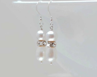 Pearl Bridal Earrings Pearl Teardrop Earrings for Bride Sterling Silver Earrings with Pearls Pearl Wedding Earrings Pearl Bridal Jewelry