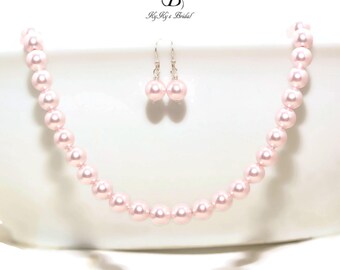 Flower Girl Jewelry Set Swarovski Pearl Necklace and Earring Set Simple Pearl Jewelry Set Flower Girl Jewelry Junior Bridesmaid Jewelry