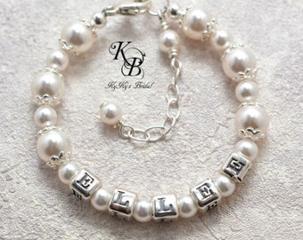 Flower Girl Jewelry Personalized Flower Girl Bracelet Flower Girl Gifts Wedding Jewelry Name Bracelet Custom Flower Girl Bracelet