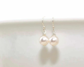 Flower Girl Earrings, Pearl Drop, Sterling Silver Ear Wires, Little Girl Jewelry, Thank You Gift, Pearls by Swarovski®