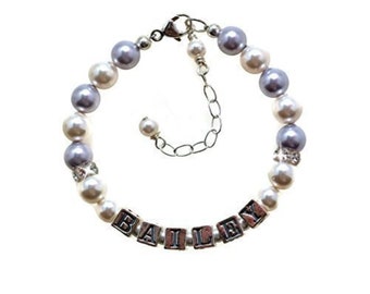 Pearl Bracelet for Flower Girl Pearl Flower Girl Bracelet Personalized Flower Girl Gift Flower Girl Jewelry Little Girl Name Bracelet