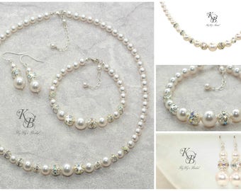 Bridal Jewelry SET - Wedding Jewelry SET - Swarovski Pearl Set - FREE Gift Box - Bridesmaid Jewelry - Pearl Bride Jewelry - Pageant Jewelry