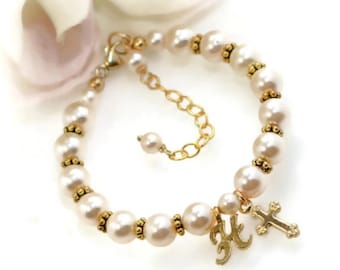 Christening Bracelet Gold Baptism Bracelet Gold Cross Bracelet Confirmation Gift Personalized Baby Boy Christening Baptism Gift Baby Gift