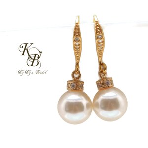 Gold Bridal Earrings, Gold Bridal Jewelry, Gold Earrings, Gold Pearl Earrings, Wedding Jewelry, Bridesmaid Jewelry, Bridal Jewelry