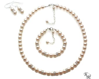 Bride Jewelry Set Swarovski Pearl Bridal Jewelry Set Wedding Jewelry Set Bridesmaid Set Necklace and Bracelet Set Pearl Jewelry Set