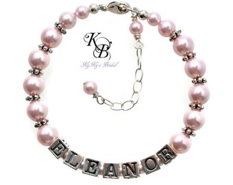 Personalized Bracelet Flower Girl Jewelry Little Girl Jewelry Flower Girl Gift Custom Name Bracelet Personalized Flower Girl Bracelet