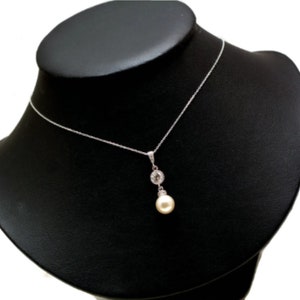Bridal Necklace STERLING SILVER Necklace Simple Bridal Necklace Elegant Bridal Necklace Pearl Drop Necklace Wedding Jewellery Bride Necklace