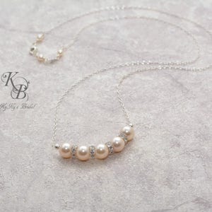 Pearl Bridal Necklace Pearl Bar Necklace Simple Pearl Necklace Pearl and Crystal Necklace Swarovski Pearl Necklace Bridal Jewelry Weddings