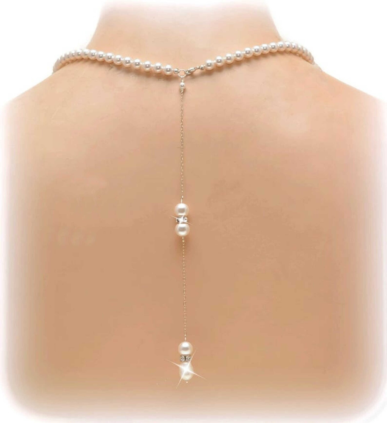 Pearl Backdrop Necklace Back Necklace Pearl Necklace With Etsy