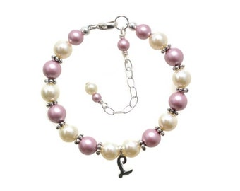 Personalized Flower Girl Bracelet Little Girl Jewelry Girls Pearl Bracelet Pearl Flower Girl Jewelry Thank You Flower Girl Gifts for Girls