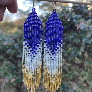 Chevron Beaded Fringe Earrings
