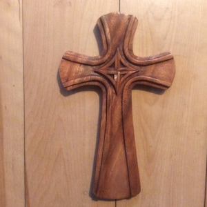 Celtic cross wood carving