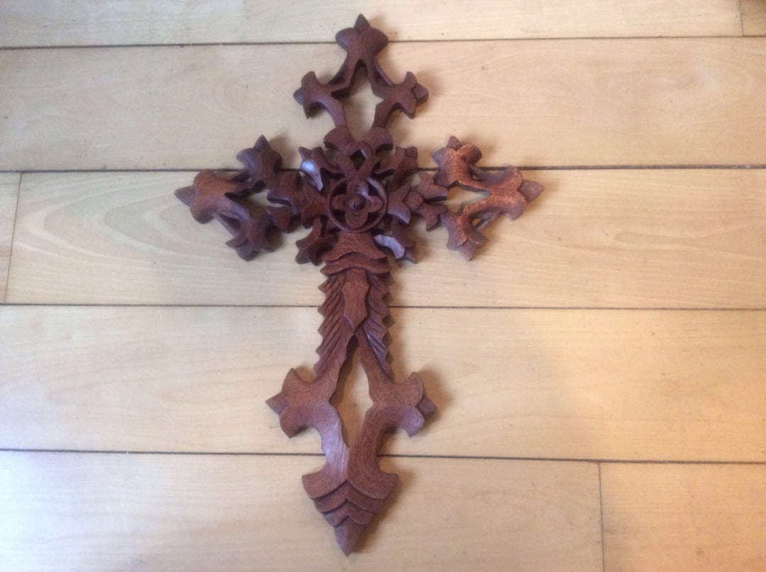 Celtic Cross Wood Carving Etsy