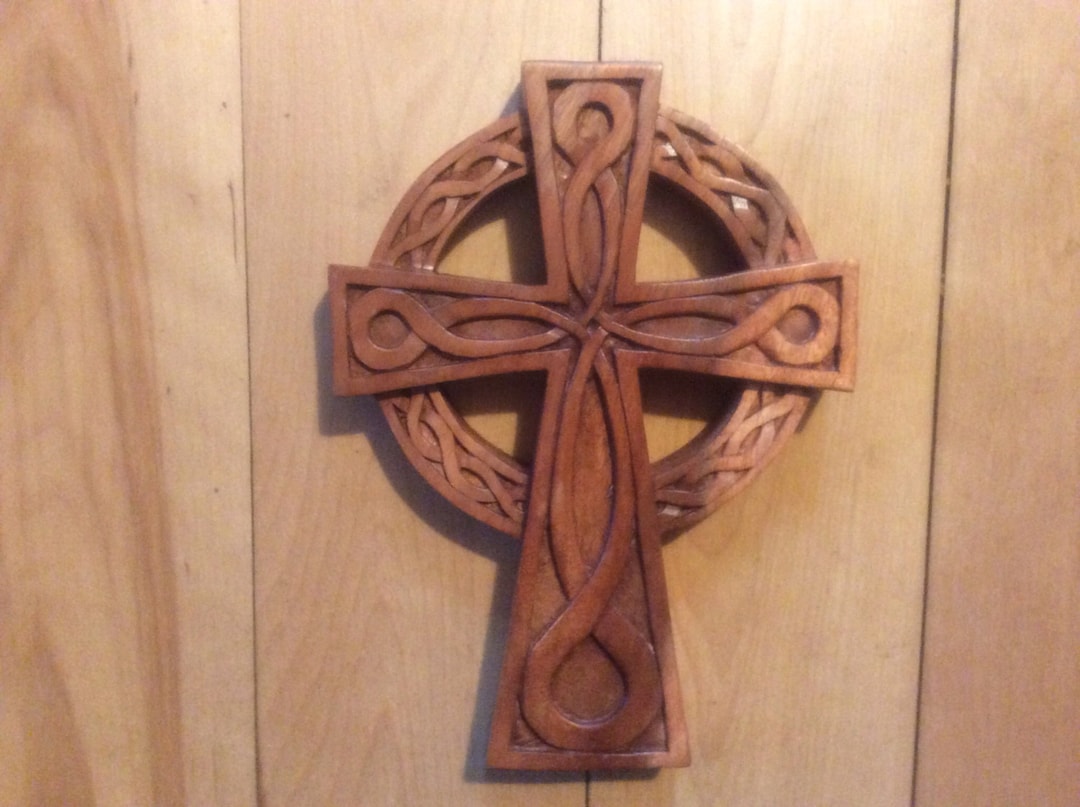 Celtic Cross Wood Carving Etsy