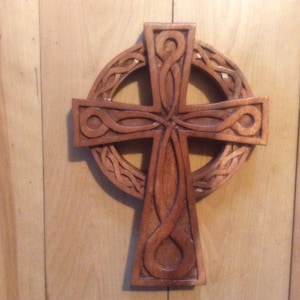 Celtic cross wood carving