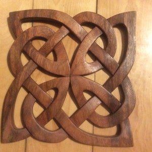 Square Celtic knot wood carving