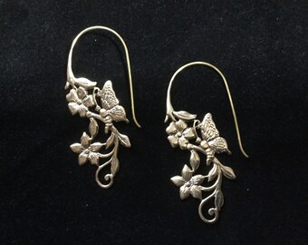 Butterfly golden brass earrings