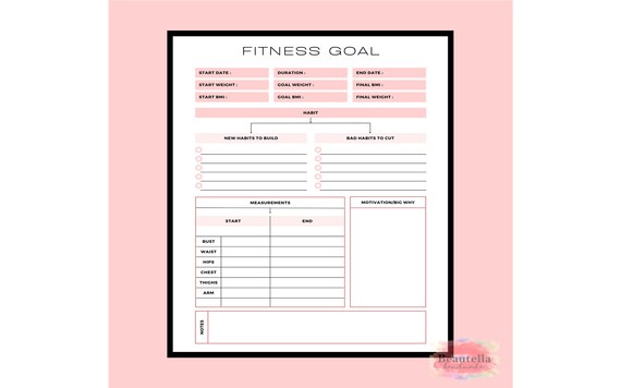 Fitness Goal Printable Tracker - Etsy