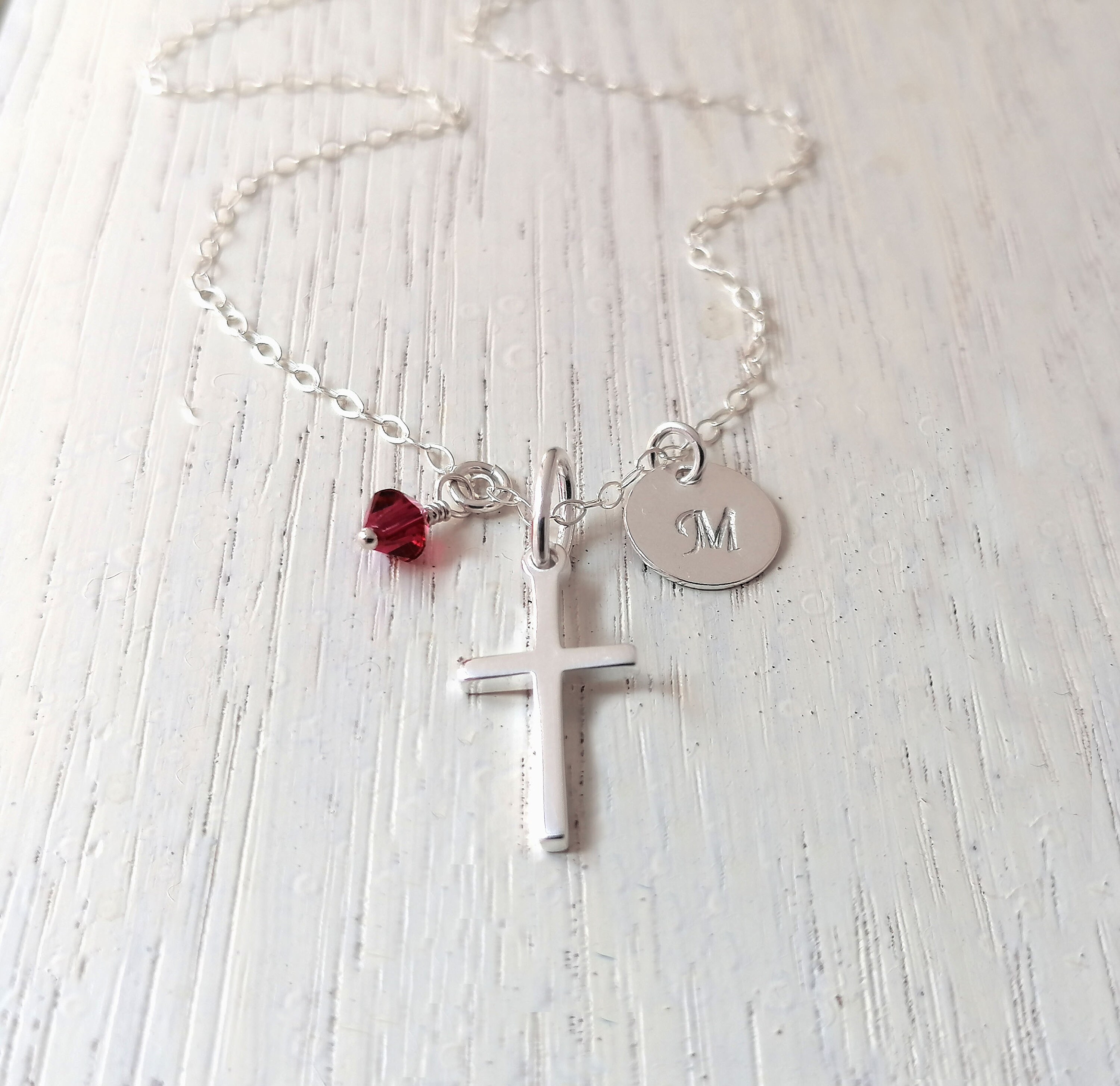 Cross Necklace Sterling Silver Personalized Cross Jewelry Etsy