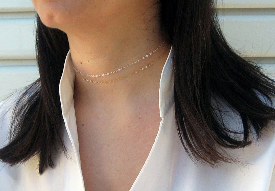 Double Chain Choker Necklace 14k Gold Fill and 925 Sterling Etsy UK