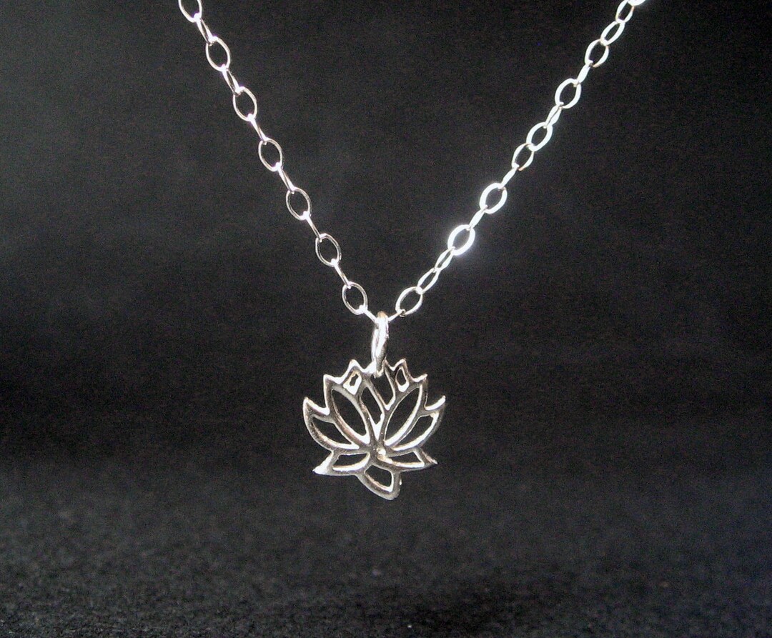 Lotus Necklace Sterling Silver Minimal Necklace Yoga - Etsy