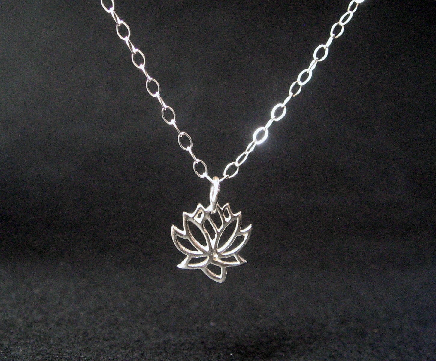 Lotus Necklace Sterling Silver Minimal Necklace Yoga | Etsy