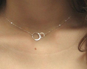 Double Circle Necklace 14k Gold Fill or 925 Sterling Silver, Eternity Necklace, Best Friend Sisters Mother Daughter Gift