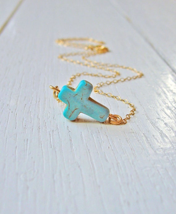 Turquoise Cross Necklace Sterling 