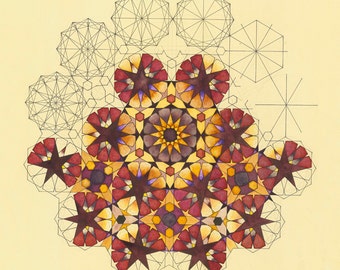 Islamic Geometric Painting – The Journey II, Limited Edition Fine Art Giclée Print  by Hasret Brown