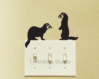 Two Ferrets Velvet Wall Sticker - Ferret Laptop Decal - Animal Wall Art - Nursery Wall Decor - iPad Decal - Pet Laptop Sticker