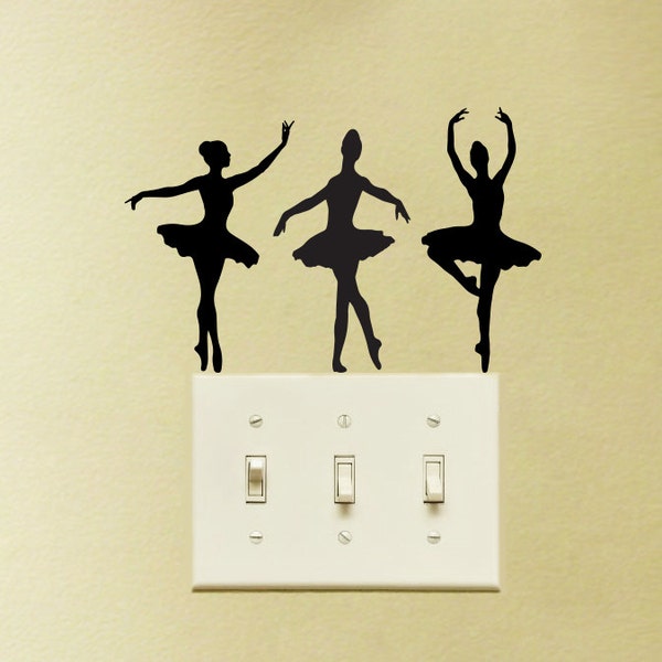 Ballerinas Light Switch Velvet Stickers - Set Of 3 Dancers Wall Decals - Ballet Dancers Laptop Decal -  Wall Art For Girls Room Vinyl Decals