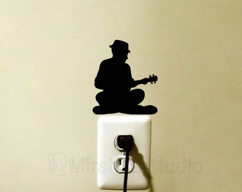 Man Playing Ukulele Light Switch Decal - Guitarist Wall Sticker - Cool Wall Decor - Music Lover Art - Music Lover Decor - Gift for Musician