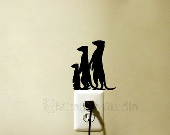 Meerkats Family Wall Sticker - Africa Animals Decal - Cute Kids Room Decor - Gifts For Animal Lovers - Meerkat Laptop Sticker - Suricata Art