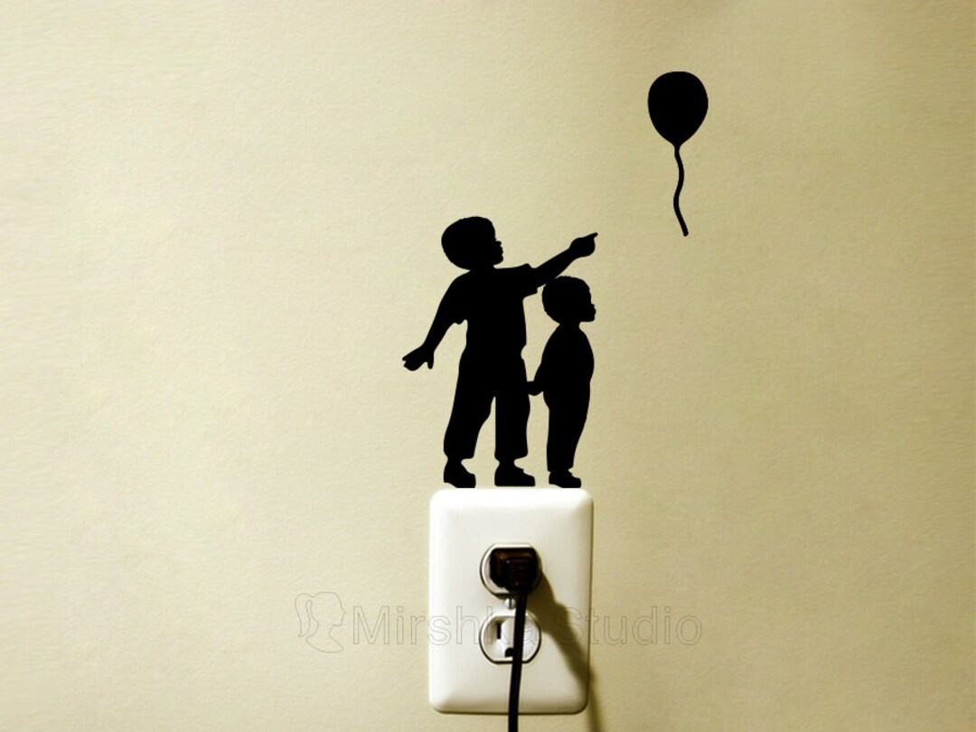 Cute Black Boys Light Switch Sticker African American Brothers Wall