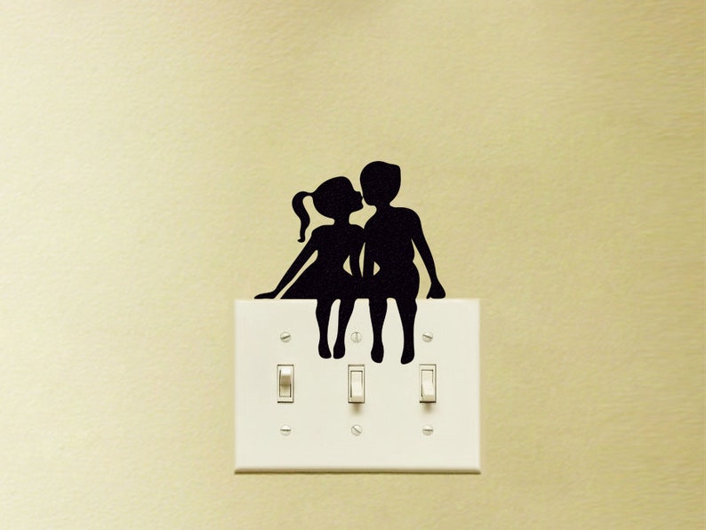 Kissing Couple Light Switch Wall Sticker Teen Girl Room Decor Romantic Decor Kiss Wall Decal Love Wall Art Cute Decal image 1