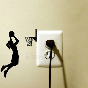 Girl Basketball gifts - Sports wall Sticker - Young Woman Basketball player - Dunking Laptop Decal - Basketball Gift - Teen Girl Room Decor