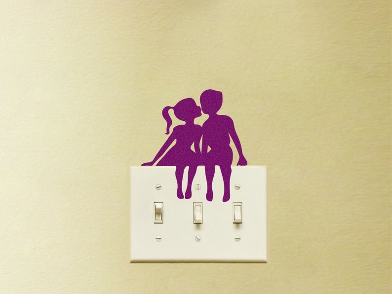 Kissing Couple Light Switch Wall Sticker Teen Girl Room Decor Romantic Decor Kiss Wall Decal Love Wall Art Cute Decal image 2