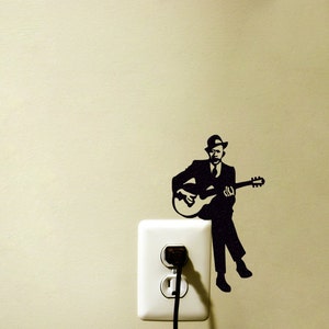 Guitar Player Light Switch Velvet Sticker  - Jazz Guitarist Wall Decal - Music Wall Art - Music Lover Decor - Blues Music Room Decor